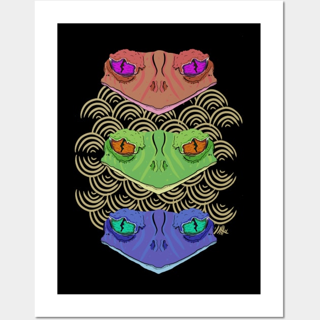 Psychedelic Frogs Wall Art by Roningasadesign